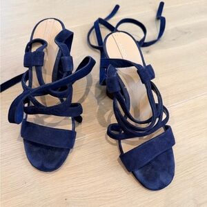 ALDO Navy Suede Wrap Tie Block-Heel Sandals